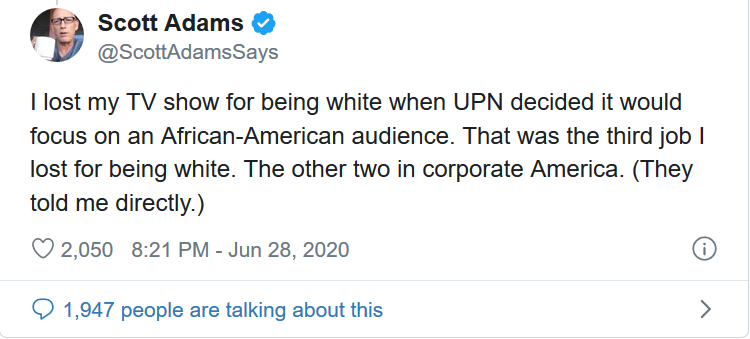 ‘Dilbert’ Creator Scott Adams Claims Dilbert Animated Show Canceled Because He’s White