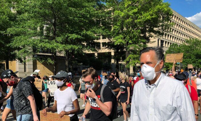Mitt Romney Marches in Black Lives Matter Protest